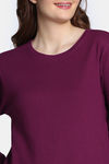 Zivame Knit Cotton Pyjama Set - Plum Caspia — thumbnail 5